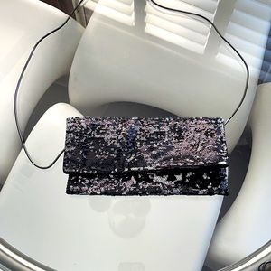 BCBG sequined evening clutch